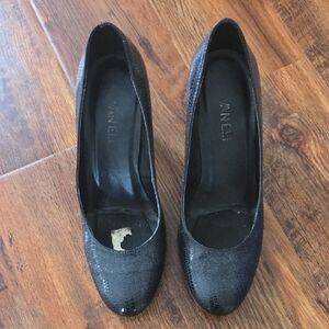 Vaneli Black Textured Heels